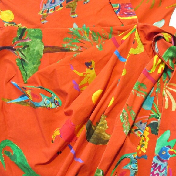 NWT Sezane x G. Kero Samantha in The Animal Orange Wrap Mini Dress S - Picture 7 of 12